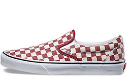Vans Classic Slip-On Checkerboard Белые с красным